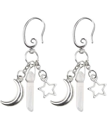 Feyley Earrings | Handmade Raw Crystal Moon & Star Dangle Witch Jewelry | Heavenly Healing Quartz | Unique Women s Gift - Buy Online on GoSupps.com