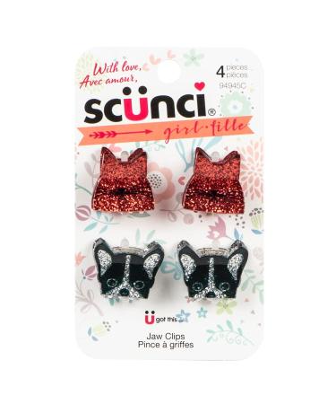 Scunci Kids 94945C 4-pc Mini Animal Claw Clips (colour will vary)