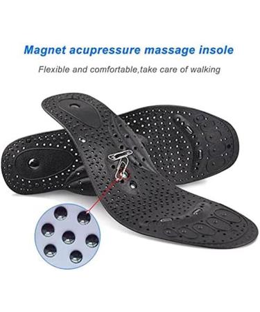 Magnetic Acupressure Insoles - Reflexology Foot Massage Inserts with 8 Magnets for Pain Relief - Black Male 11.41 Inch - Buy Online on GoSupps.com
