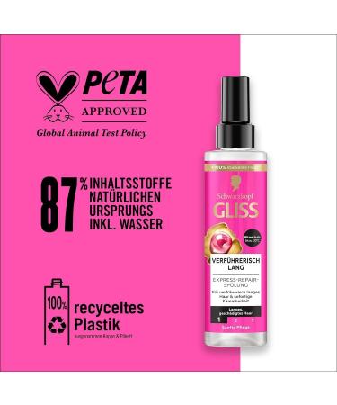 handle Gliss ExpressRepair Conditioner seductively long 2 x 200 ml hair conditioner for seductively long hair conditioner with heat protection for future hair damage 200 ml 2er Pack - Buy Online on GoSupps.com