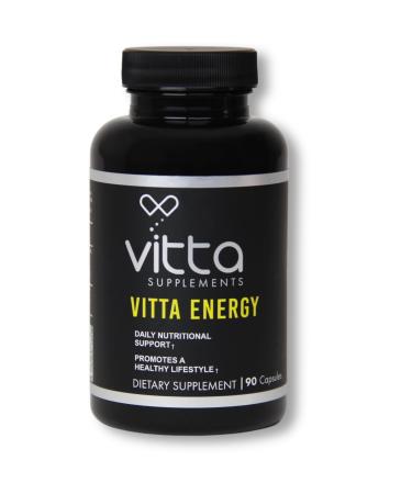 Vitta Energy Capsules | Vitamin C Fish Oil Powder Turmeric Creatine Monohydrate L-Glutamine | 90 Capsules