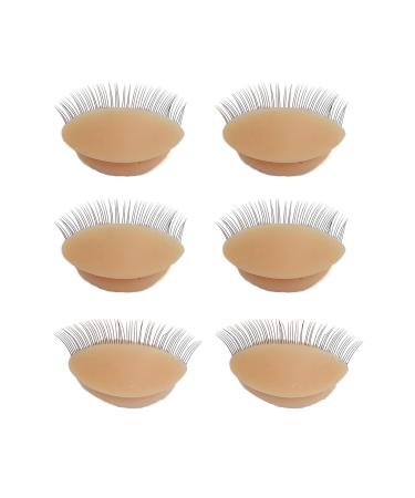 Eyelids with Eyelashes Reusable Silicone Eyelids Soft 3 Pairs Vivid for Beauty Salon for Novice (Skin Color)
