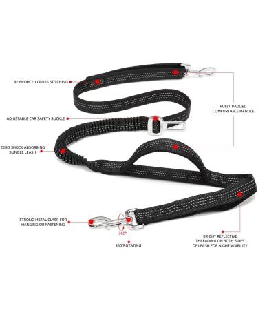 TUDEQU Hands-Free Dog Leash with Waist Bag & Car Seat Belt Buckle - Ideal for Comfortable Pet Walking | International Shipping - Buy Online on GoSupps.com