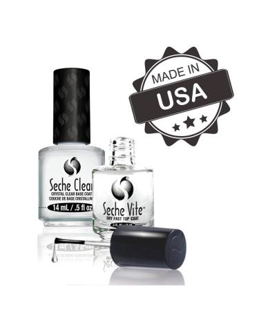Seche Clear & Vite Base Coat Top Coat Combo for Nail Polish - Fast Drying, High Gloss Finish - Buy Online on GoSupps.com
