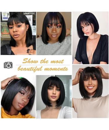 Esmee Short Black Bob Wig with Fringe | Shoulder Length Synthetic Wig for Daily Party Cosplay | 12 Inch - Buy Online on GoSupps.com