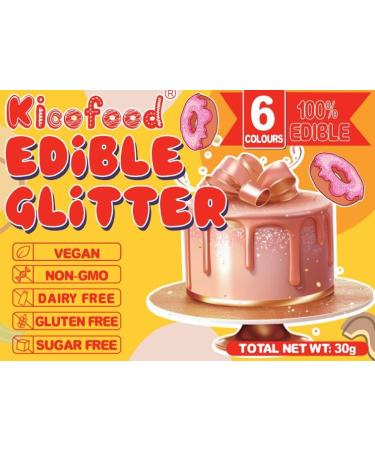Edible Glitter - Kicofood 6 Colors Tasteless Food Color Powder for Drinks Fondant Cupcakes & Cakes - 5G - Buy Online on GoSupps.com