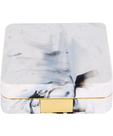 Rankomu Portable Contact Lens Case - Marble Mirror Square Design & Golden Color | International Shipping Available - Buy Online on GoSupps.com