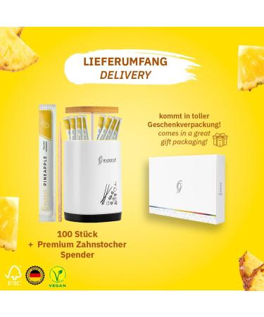 Miracle Toothpick - Pack of 100 Individually Wrapped Pineapple Flavored Toothpicks + Dispenser | Fresh Breath & Oral Hygiene Aid - Buy Online on GoSupps.com