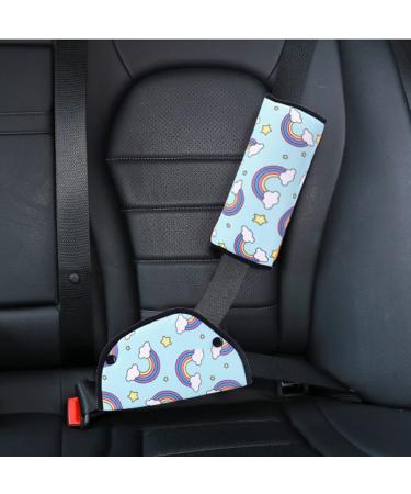 Kids Seatbelt Adjuster Car Seat Belt Cushion Car Travel Pillow Headrest Head Neck Support Pillow Safety Belt Shoulder Pad Seat Belt Positioner Safety Strap Protector Cover For Car Seat Pushchair rainbow-pattern