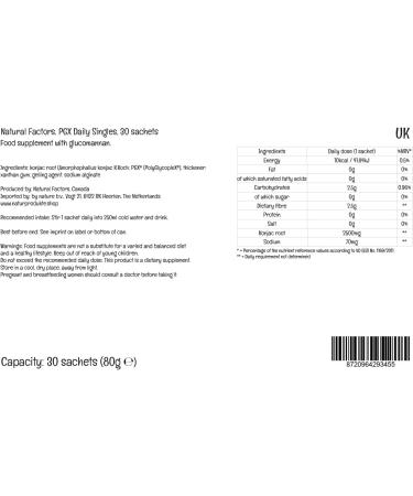 Natural Factors PGX Daily Singles 2500mg Glucomannan Konjac Root Sachets - Vegan & Lab-Tested - Buy Online on GoSupps.com