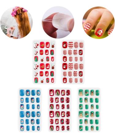 Christmas Kids Fake Nails Children Full Cover Short False Fingernails Press on Nail 120PCS - Buy Online on GoSupps.com