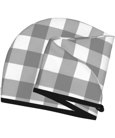 Ultra-Absorbent Gray Checkboard Microfiber Hair Towel for Women | Quick Dry Coral Velvet Wrap for Long Curly & Thick Hair - Buy Online on GoSupps.com