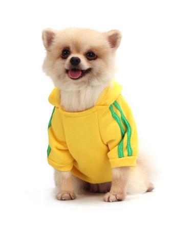QiCheng&LYS Dog Hoodie Small Dog Knitted Sweater Winter Coat For Small Dogs (Yellow M) Yellow M