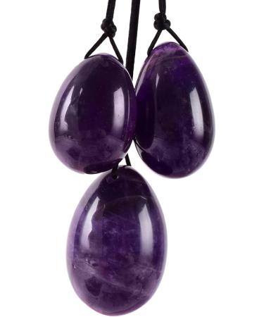 Natural Yoni Crystal Egg Roe Amethyst & Jade Kegel Exercise Balls | Pelvic Floor Strengthening 45mm & 30mm - Buy Online on GoSupps.com