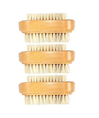 Minkissy 3st nail brush facial cleaning brush tool manicure brush made of two-sided wild boar bristle brush pedicure handbrush beech double-sided