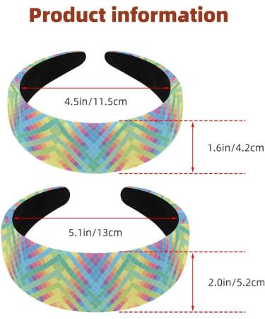 Headbands Women Hair Head Bands 2 Pieces Wide Top Turban Velvet Hair Bands Elastic Headband Neon Wavy Stripes Pixel Art Pattern Fashion Head Wrap 2 Size Multi-colored 4 - Buy Online on GoSupps.com