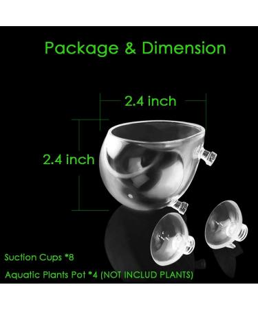Capetsma Crystal Glass Water Plant Pot for Aquariums - 4 Pack with Suction Cups | Perfect for Red Shrimp & Living Plants | Elegant Aquarium Decoration - Buy Online on GoSupps.com
