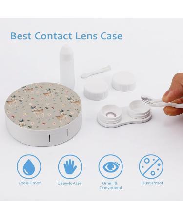 Floral Deer Round Case For Contact Lens Kit Storage Box with Mirror Printed - Buy Online on GoSupps.com