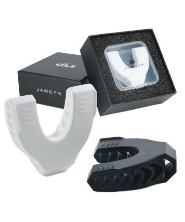 JawGym Next Gen Jaw Exerciser - Premium Silicone Jaw Toner with 2 Levels of Resistance in White & Black - Jaw Trainer for Men & Women