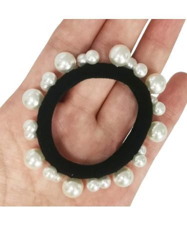 12 PCS Black Pearl Elastic Hair Bands Scrunchie Set for Women and Girls - Buy Online on GoSupps.com