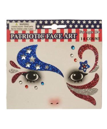 Patriotic Temporary Face Tattoos - 100pc Face Art for Memorial Day, 4th of July, Labor Day | Red White Blue Glitter | Election Party - Buy Online on GoSupps.com