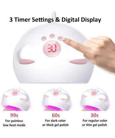 60W LED UV Nail Lamp with 3 Timers - Fast Nail Dryer Curing Lamp for Gel Polish - Auto-Sensing Digital Display - USB Power Cable Included - Buy Online on GoSupps.com