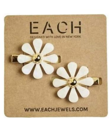 Each Jewels Flower Hair Clips Shiny Pearl petals Daisy Hair Clips (2 pc) 2 Count (Pack of 1)