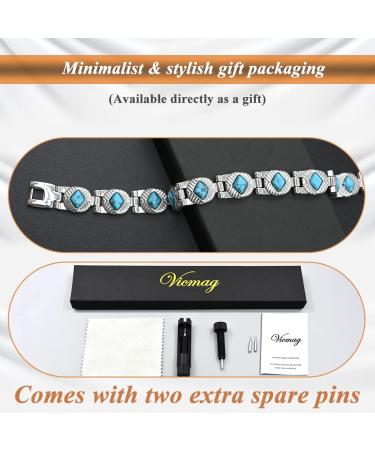 Vicmag Women's Magnetic Bracelet | Titanium Steel Ultra Strength | Adjustable with Removal Tool | Blue Onyx | Gift Box Included - Buy Online on GoSupps.com