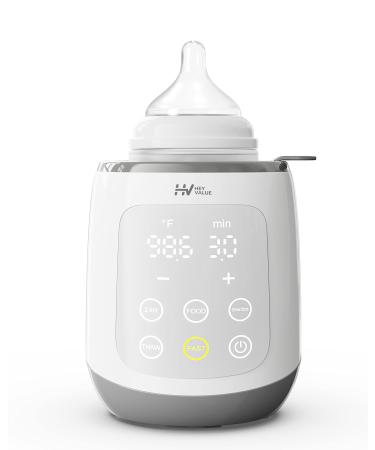 Baby Bottle Warmer 5-in-1 Fast Baby Food Heater&Thaw BPA-Free Milk Warmer with LCD Display Accurate Temperature Control for Breastmilk or Formula (Grey White)