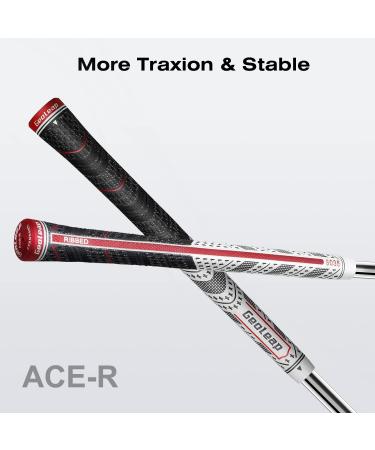 Geoleap ACE-R Golf Grips Set of 13 | Back Rib for Improved Control | Multi Compound Rubber and Cord Hybrid | Standard/Midsize | 7 Color Options | Midsize Gray - Buy Online on GoSupps.com