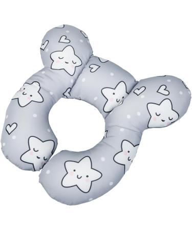 Baby Car Seat Travel Neck Pillow - Infant Head Support Cushion for Stroller & Car Seat - Cute Cartoon Design - Soft U-shaped Protector Pillow - 1pc Fox + 1pc Star - Buy Online on GoSupps.com
