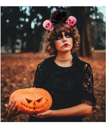 IYOU Halloween Skull Headbands Flower Black Veil Hair Band Bloody Print Cosplay Dress Up Carnival Hair Hoop Accessories for Women and Girls - Buy Online on GoSupps.com