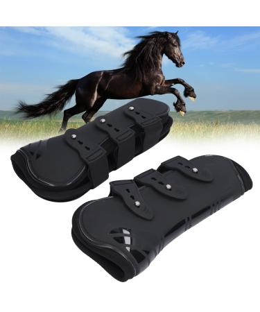 Bigking horse leg gaiters 2 pieces of horse leg gaiters PU-neoprene-protecting adjustable horse safety boots for tendon black front legs m