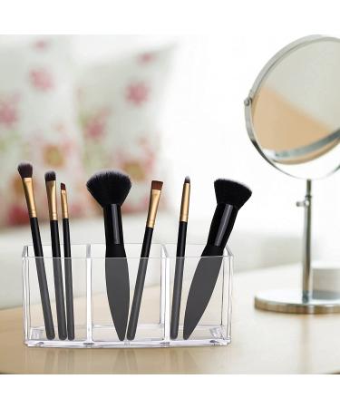 Clear Makeup Brush Holder Organizer - 3 Slot Cosmetic Brushes Storage - Buy Online on GoSupps.com