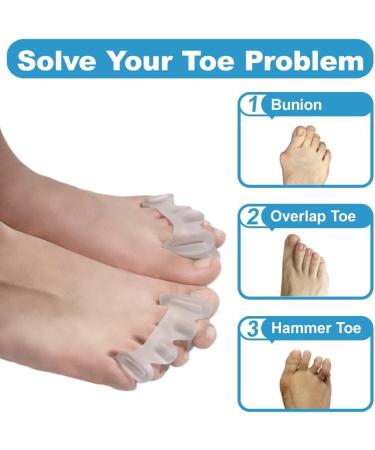 Toe Separators for Bunions & Hammertoes - Adjustable Toe Straighteners Pain Relief & Spacers for Men & Women - 1 Pair (Clear - Buy Online on GoSupps.com