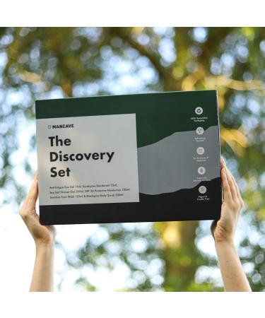 ManCave Discovery Gift Set - 6 Natural Grooming Essentials for Men | Shower Gel, Body Scrub, Deodorant & More | Vegan Friendly & Sulphate Free | Made in England - Buy Online on GoSupps.com