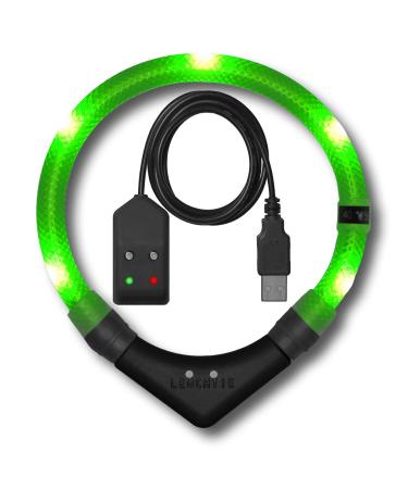 Leuchtie Luminous Elbe Easy Charge for dogs USB charging waterproof LED collar extremely bright 25h light duration small medium and large dogs neon green size 52.5 52.5 neon green