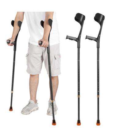 Antdvao Forearm Crutches ,Folding Forearm Crutches Lightweight Adjustable,Rubber Handles, Comfortable, Non-Slip Forearm Crutches for Heavy Duty(Black) Black 2 Units 20.1*6.7*4.3*IN