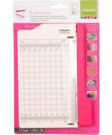 Vaessen Creative Trim Easy Mini Guillotine Cutter - 4x6 Trimmer for Paper, Cardstock, Foam, Felt & More - White/Pink - Buy Online on GoSupps.com