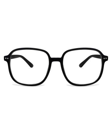SOJOS Square Blue Light Blocking Glasses Oversized for Women TR90 Frame Filter SJ5081 C1 Black Frame Anti-Blue Light Lens