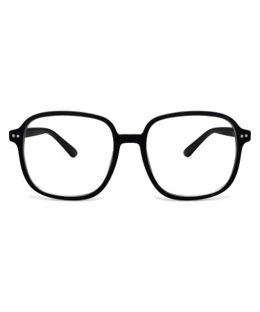 SOJOS Square Blue Light Blocking Glasses Oversized for Women TR90 Frame Filter SJ5081 C1 Black Frame Anti-Blue Light Lens