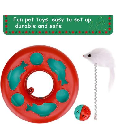 Interactive Cat Toy Set with Roller Tracks, Catnip, Teaser Mouse & Exercise Balls - Christmas Red | Ideal for Indoor Cats & Kittens - Buy Online on GoSupps.com