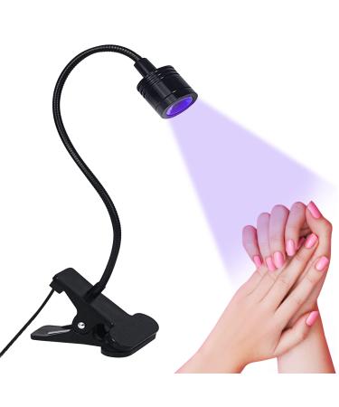 Bestauty UV Light  Gooseneck UV Lamp with 400nm Wavelength  Nail Curing Lights for Extension Glue  360 Rotatable Nail Dryer with Clip Fixed  USB Charging for Home Travel Use(Black)