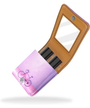 Travel Lipstick Organizer Case - Portable Makeup Bag with Mirror - Stylish Bike Pink - Perfect for On-the-Go Beauty - Buy Online on GoSupps.com