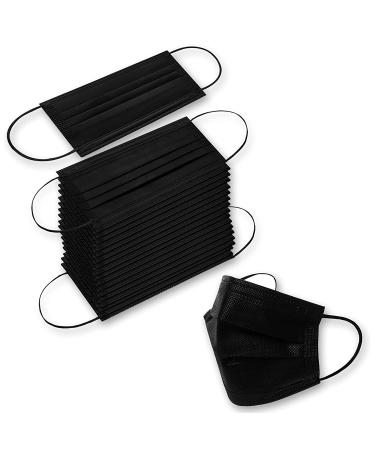 100PCS Black Disposable Face Masks with 3 Layer Protection and Adjustable Ear Loops - Buy Online on GoSupps.com