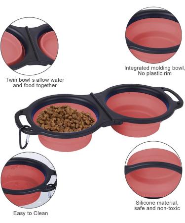 Collapsible Dog Bowls - 2 in 1 Portable Silicone Pet Bowl Expandable for Cat Dog Water Bowl Dish Feeding Portable Dog Bowl with Carabiners for Walking Parking (Pink) - Buy Online on GoSupps.com