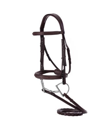 Equinavia Valkyrie Fancy Stitched Padded Cavesson Hunter Bridle with Reins Chocolate Brown Horse