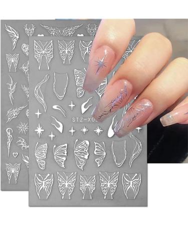 3D Metallic Black Butterfly Nail Stickers | Laser Pink Aurora Nail Design & Punk Accessories - Buy Online on GoSupps.com