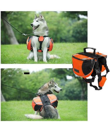 Reflective Waterproof Saddle Bag Backpack for Medium-Large Dogs | Adjustable Travel & Training Gear - Orange (28kg - 40kg) - Buy Online on GoSupps.com