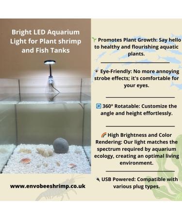 Mini Aquarium USB Led Light 5W for Small Fish Tank | Clip-On Freshwater Planted Live Plant Grow Light with Power Switch | Ideal for Betta, Goldfish, and Shrimp Tank | White Color - Buy Online on GoSupps.com